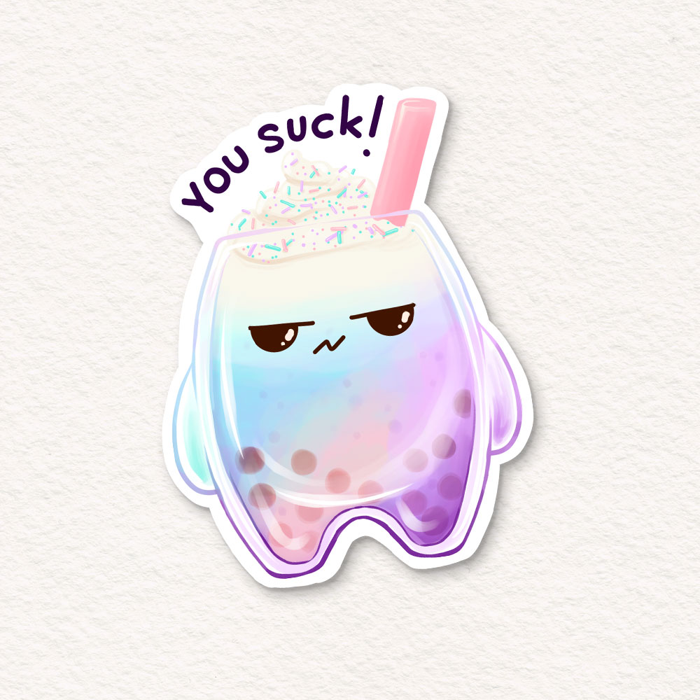 Grumpy Boba Milk Tea Stickers - Image 3