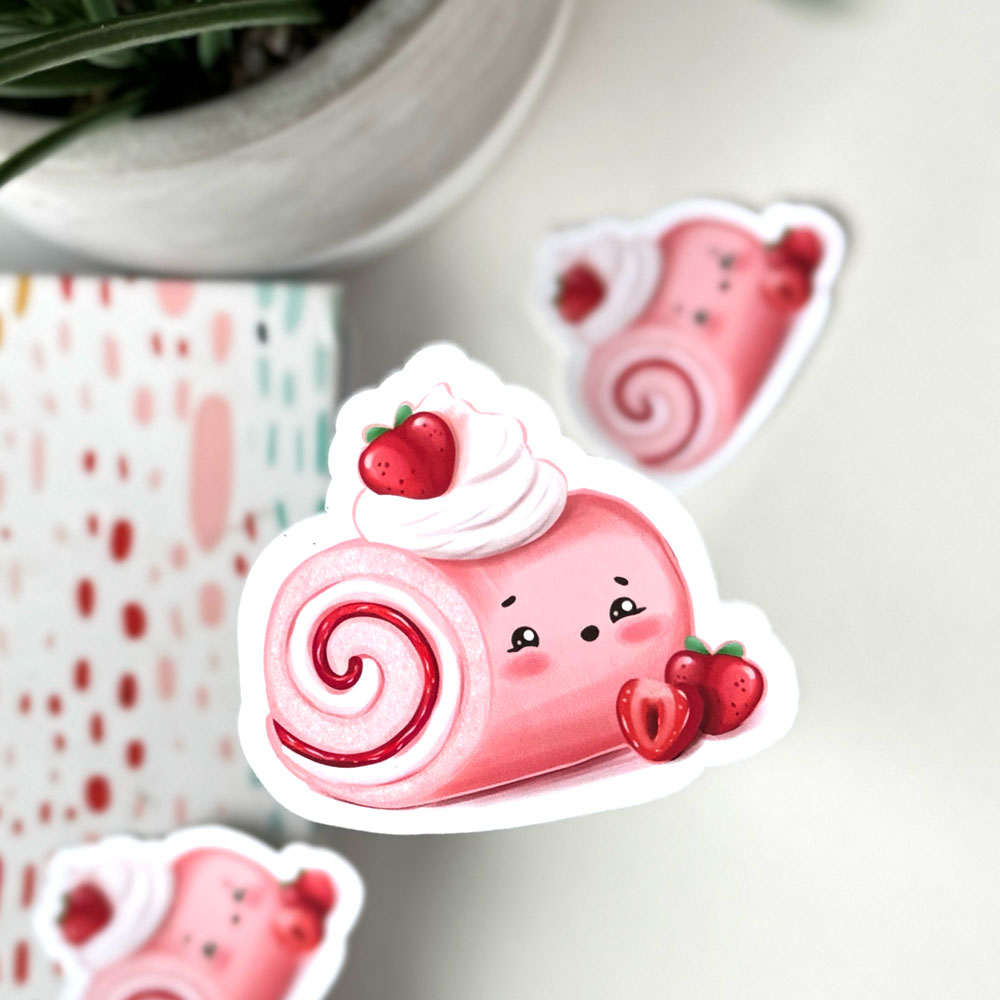 Strawberry Swirl Cake Stickers