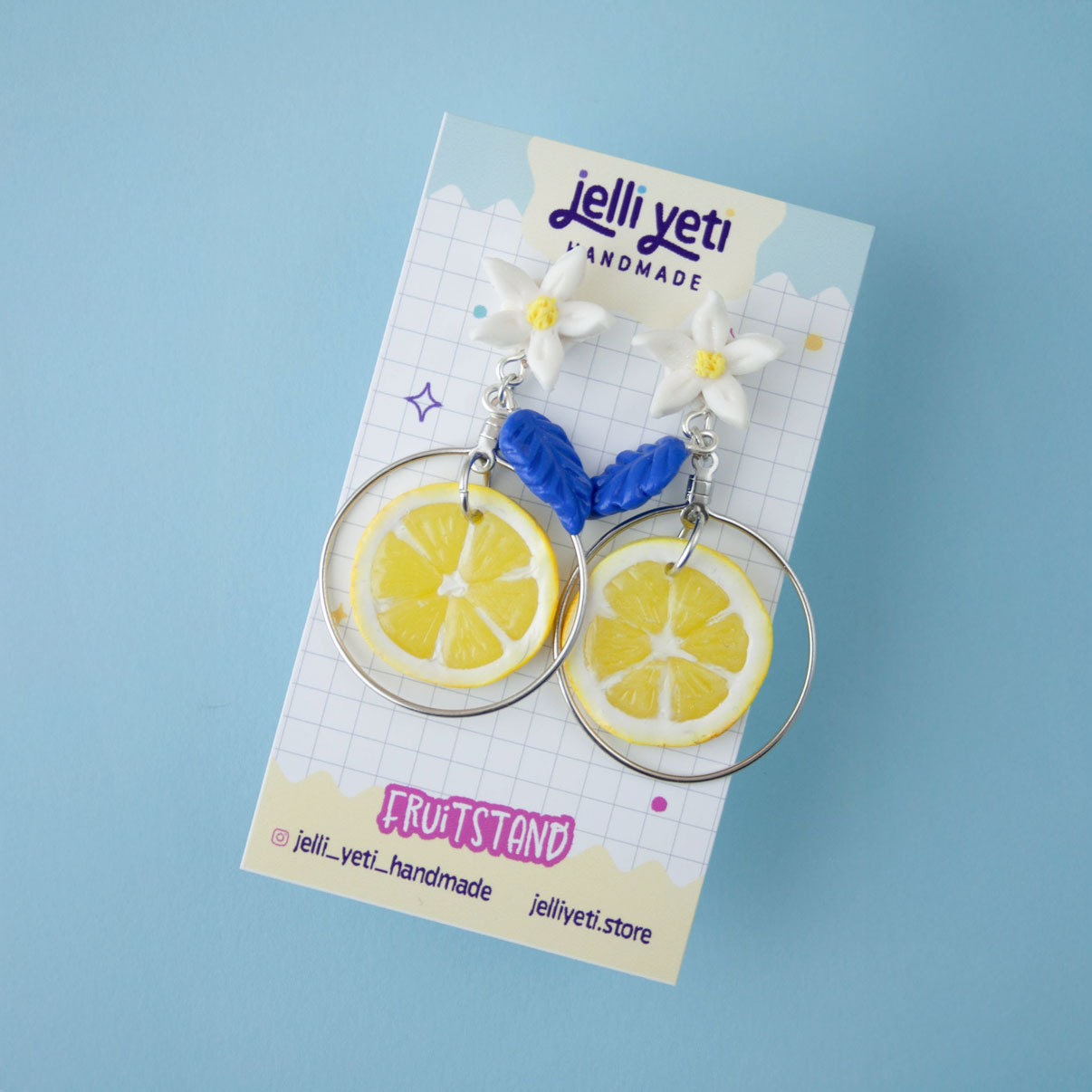 Citrus Slice & Blossom Hoop Dangles - Image 2