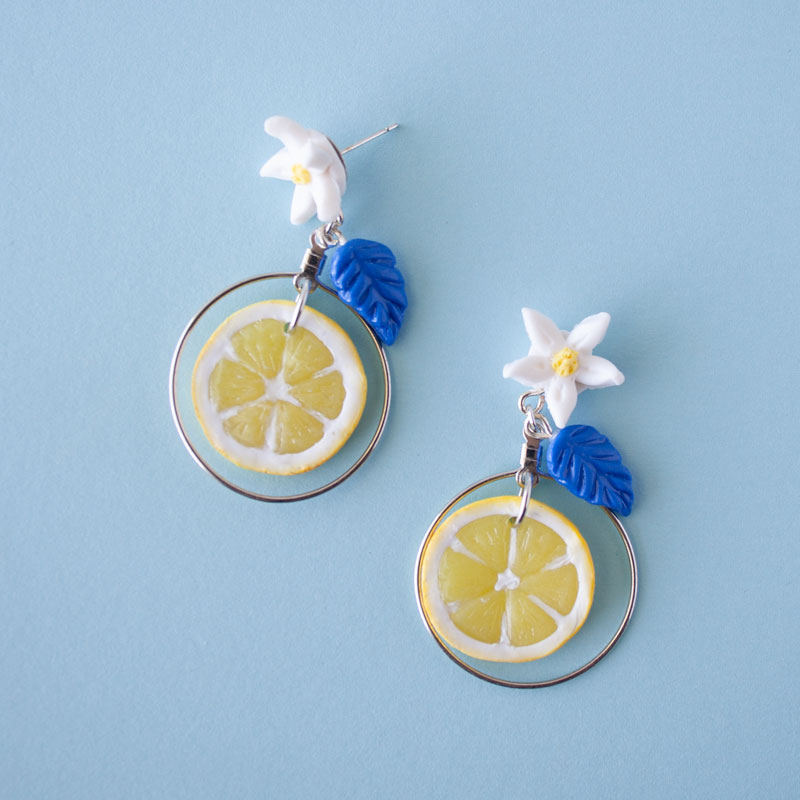 Citrus Slice & Blossom Hoop Dangles - Image 3